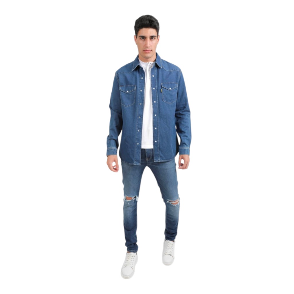 Chemise western homme en jeans  -SHEMS