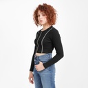 T-shirt crop côtelé femme manches longues avec flat lock