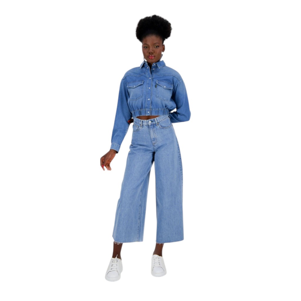 Cropped chemise western femme en jeans - SHERAZADE