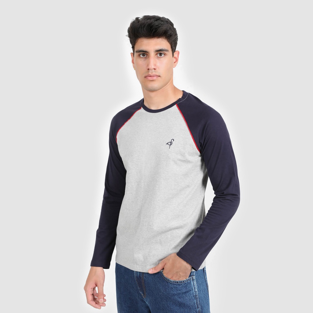 T-shirt homme manches longues avec pipping