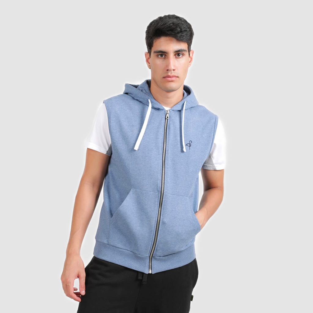 Hoodie zippé homme sans manches avec broderie