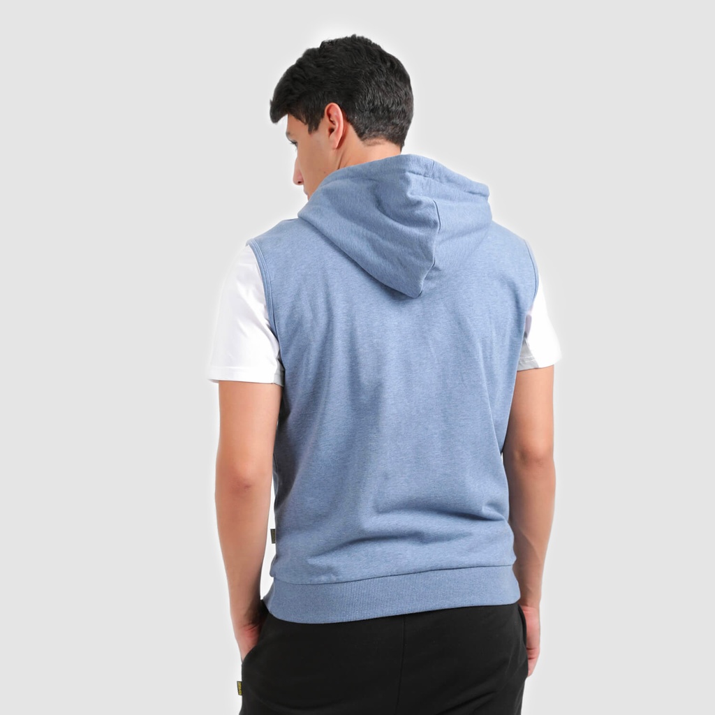 Hoodie zippé homme sans manches avec broderie