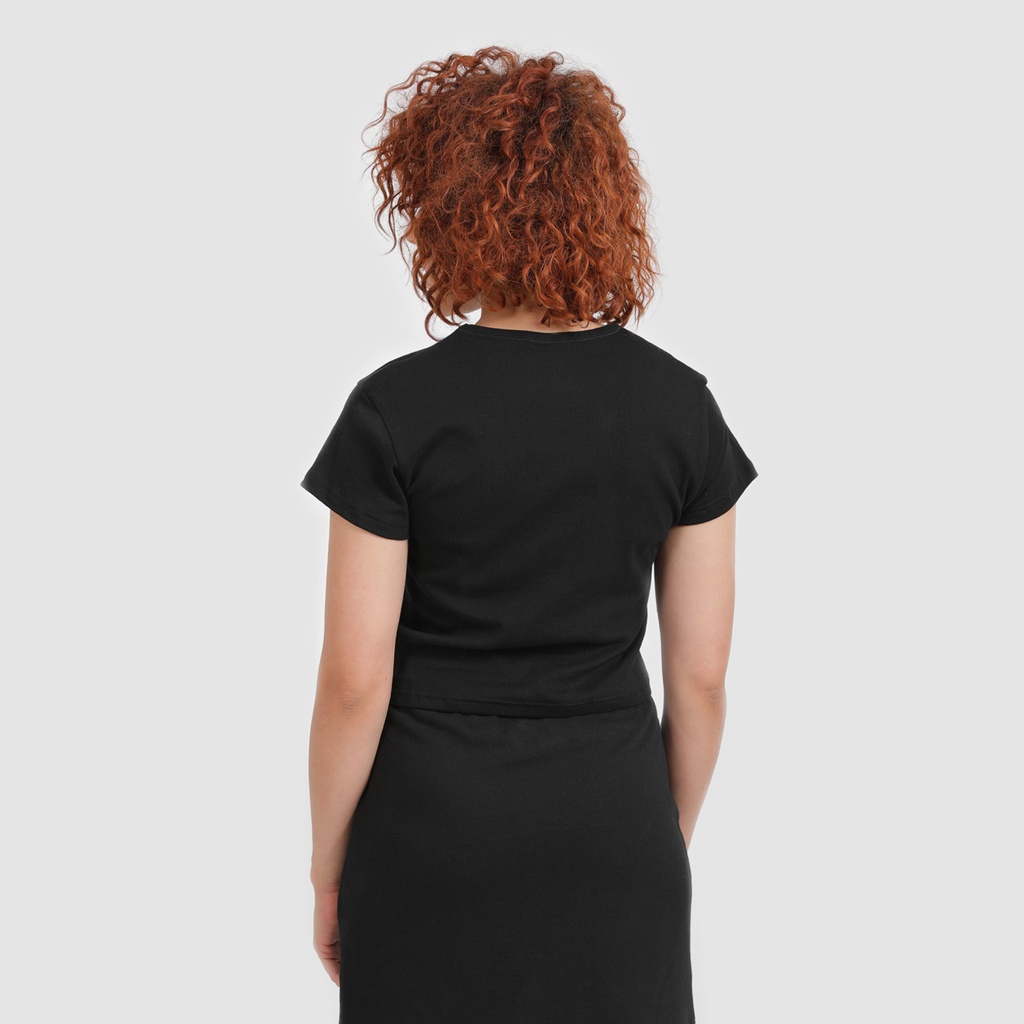 T-shirt crop côtelé femme manches courtes CROQUIS DENIM
