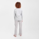 Pyjama femme manches longues avec patte boutonnée et pipping