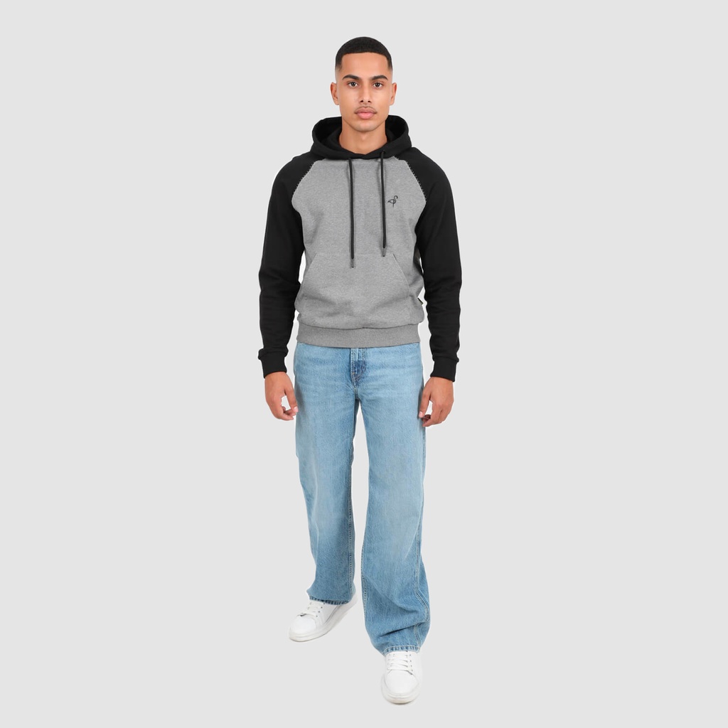 Hoodie homme manches raglan avec broderie