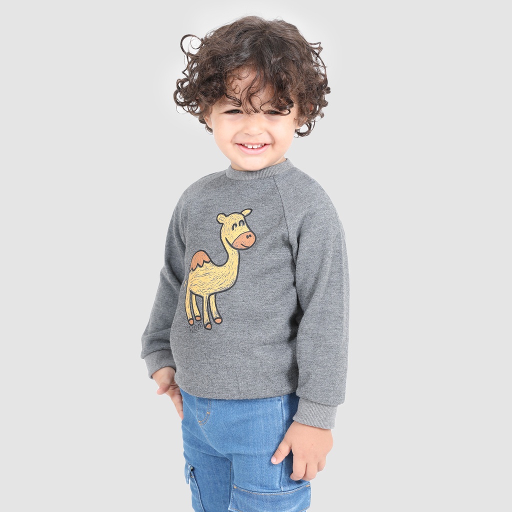 Sweat bébé manches raglan CHAMEAU