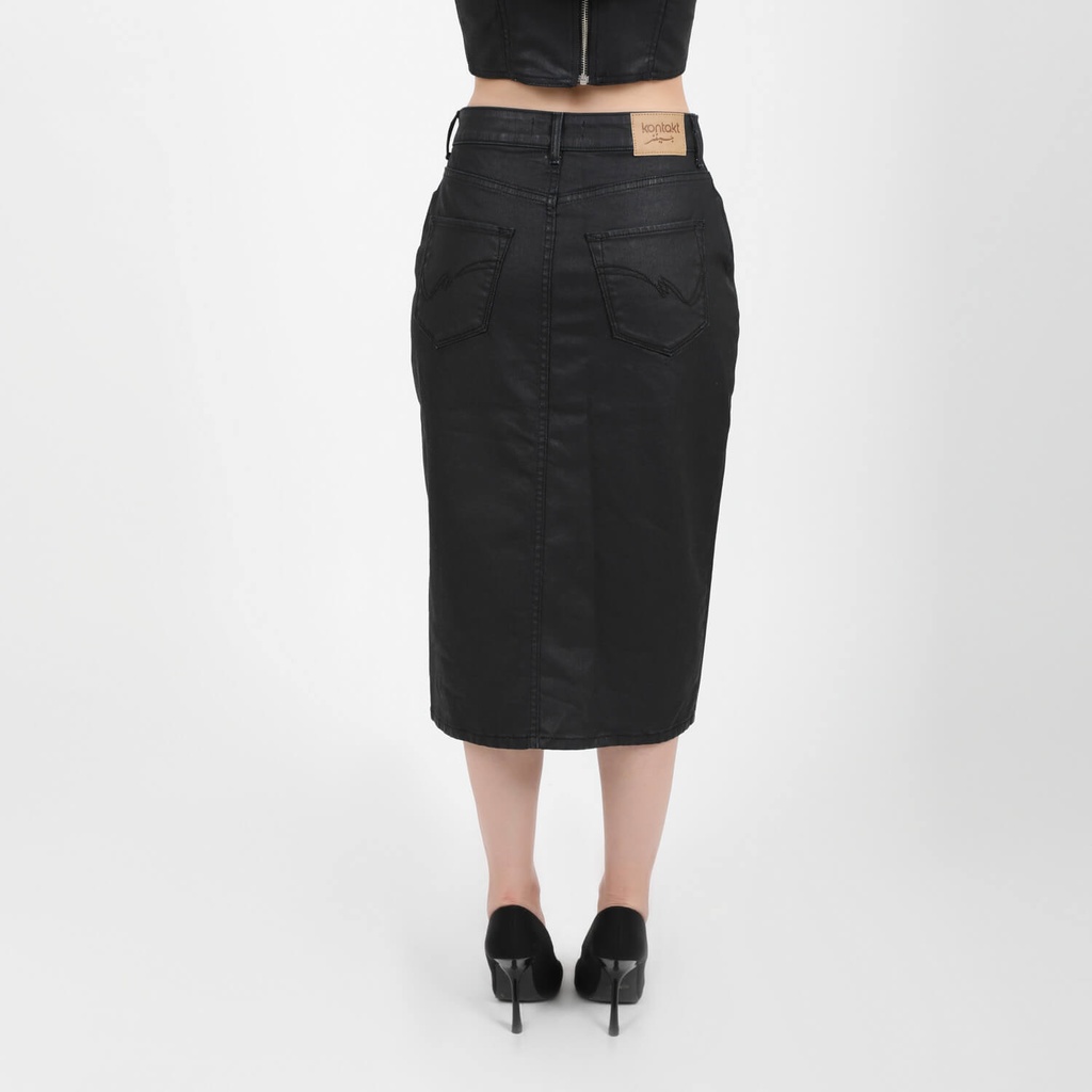 Jupe midi femme effet cuir- MIRA