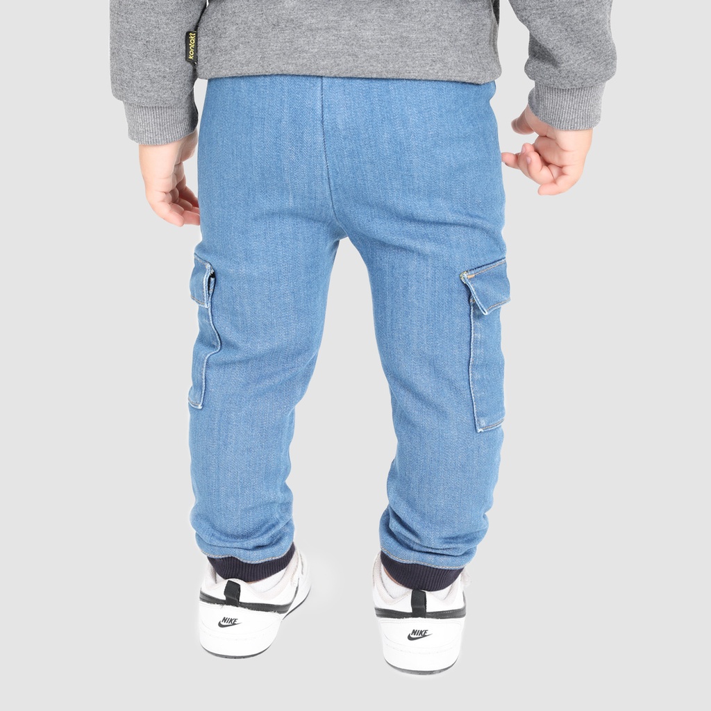 Jogger cargo bébé avec ceinture en cote en jeans