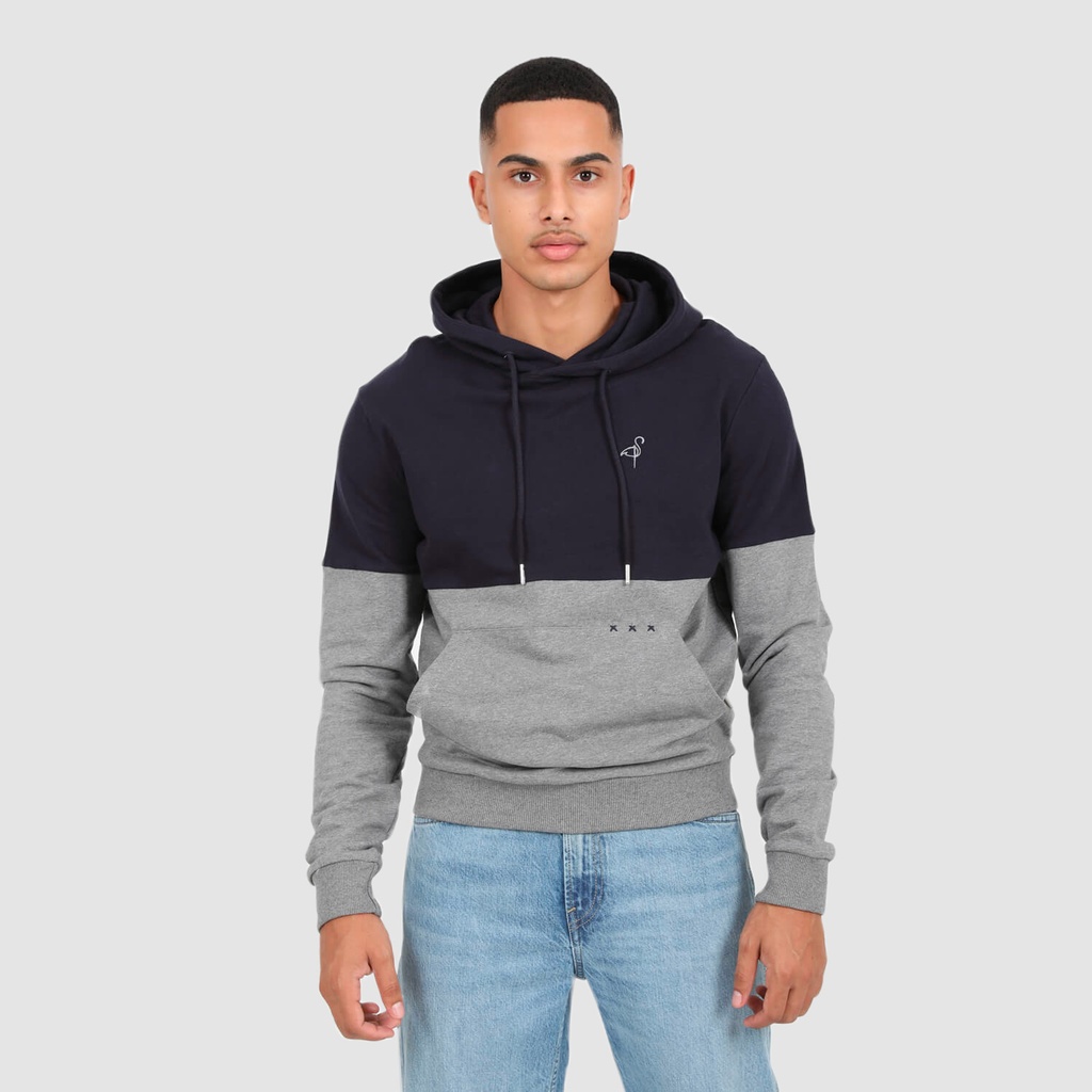 Hoodie homme bi-couleurs avec details broderie