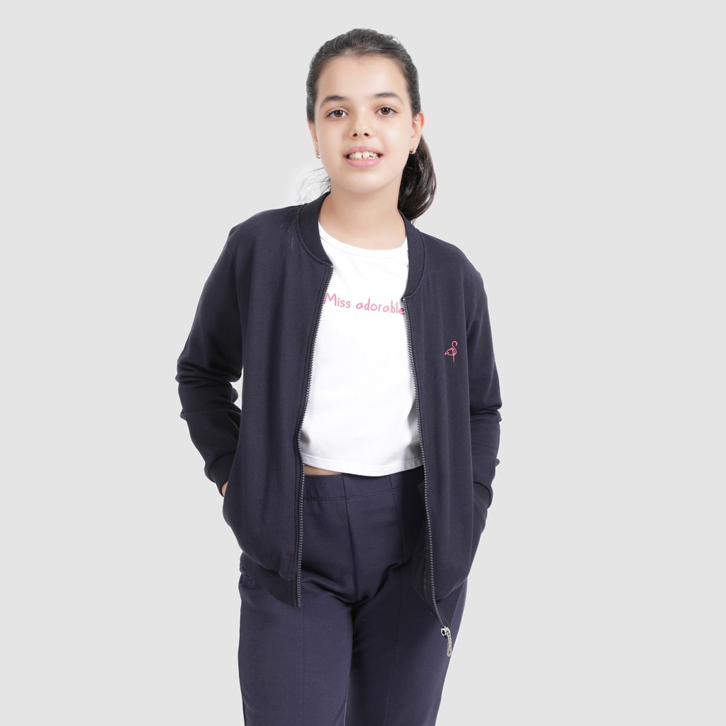 Bombers zippé fille avec broderie