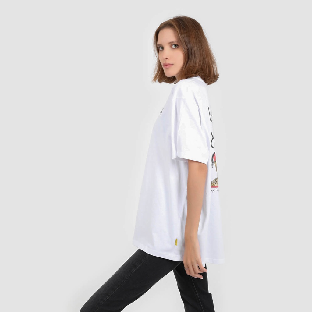 T-shirt unisexe manches courtes oversized  ليلة و فراڨها- صباح