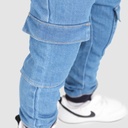 Jogger cargo bébé avec ceinture en cote en jeans