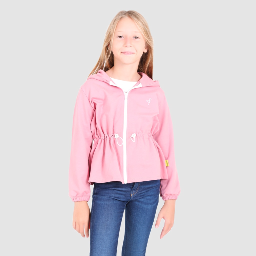 Hoodie zippé fille avec cordon de serrage