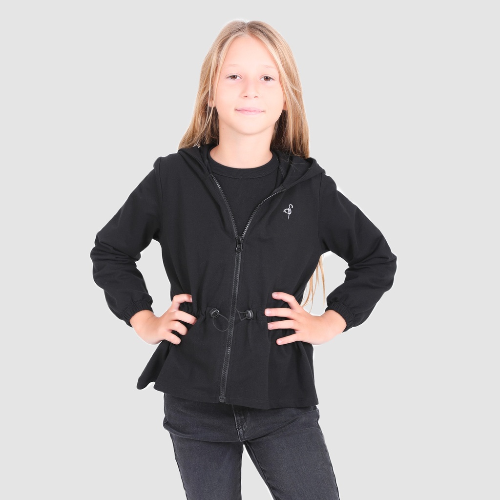 Hoodie zippé fille avec cordon de serrage