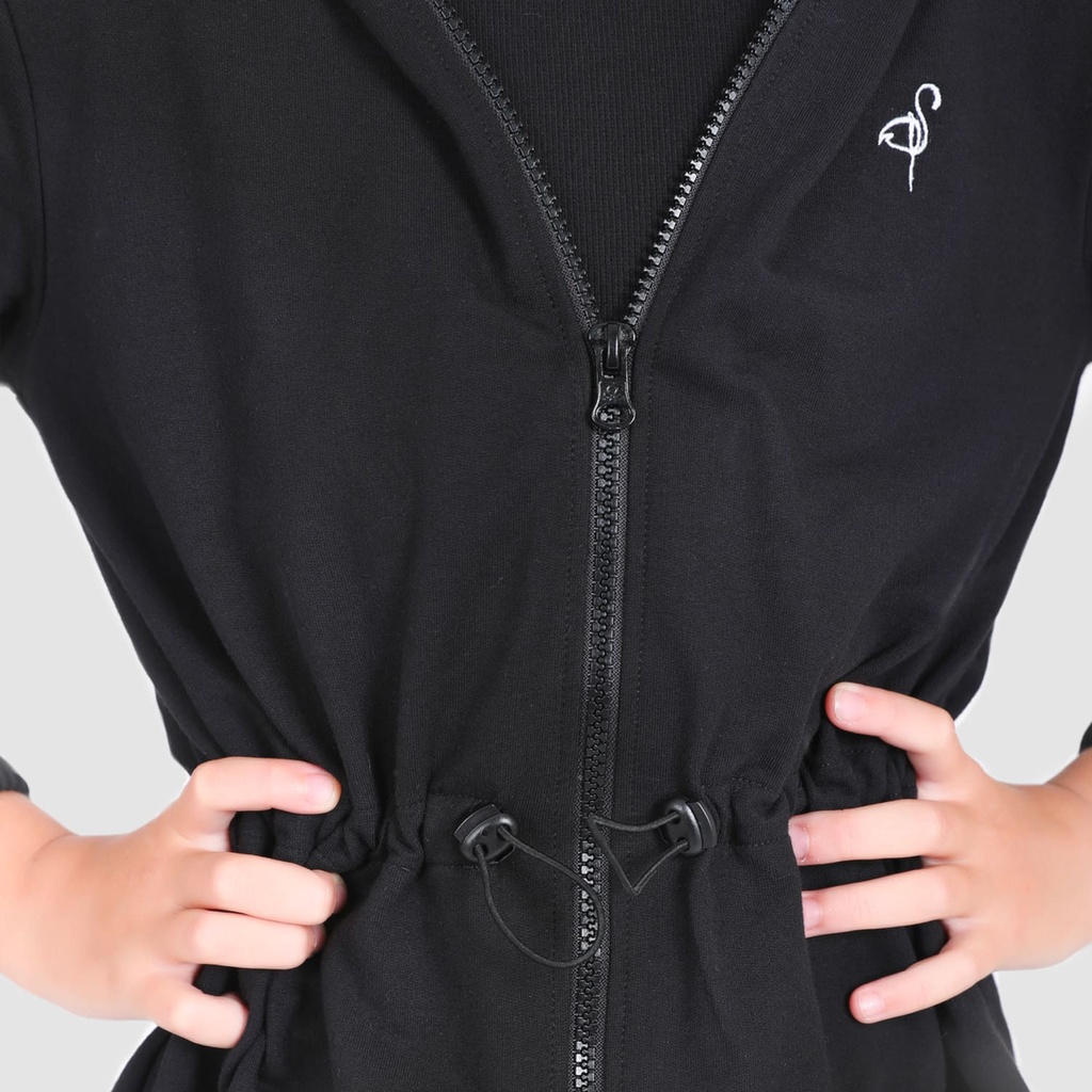 Hoodie zippé fille avec cordon de serrage