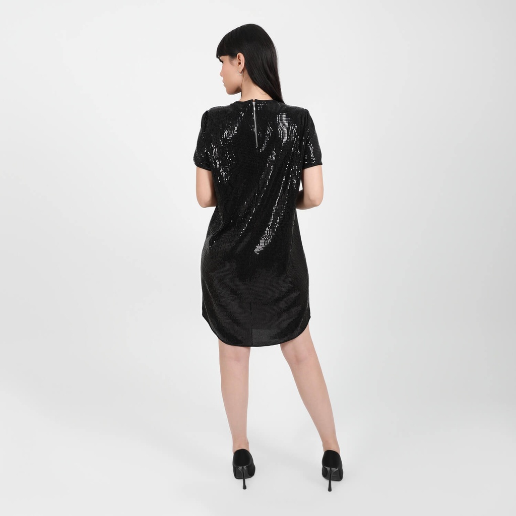 Robe mini en sequin femme manches courte