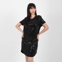 Robe mini en sequin femme manches courte