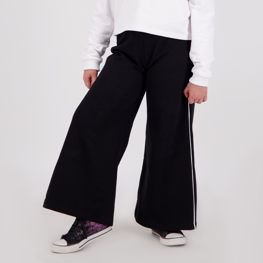 Jogger wide leg fille avec piping