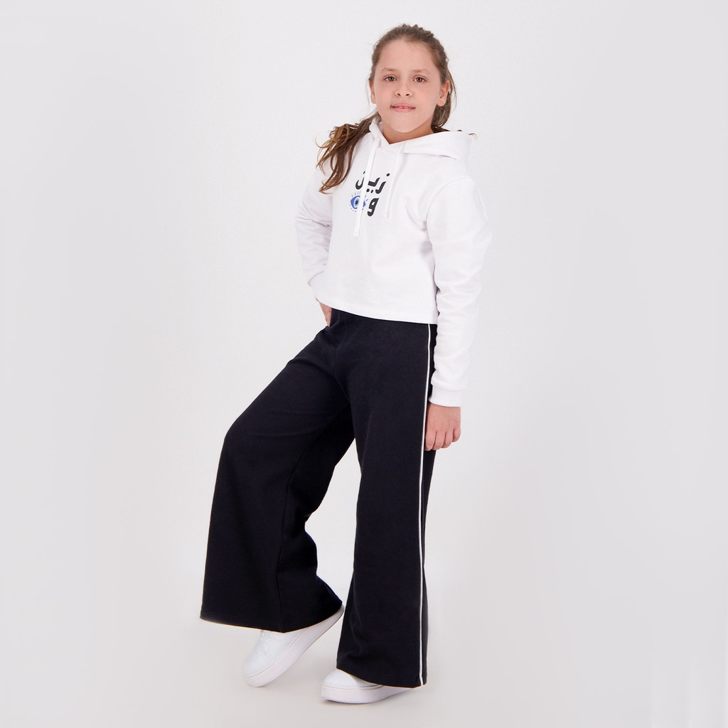 Jogger wide leg fille avec piping