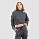 Sweat crop délavé femme col cheminé