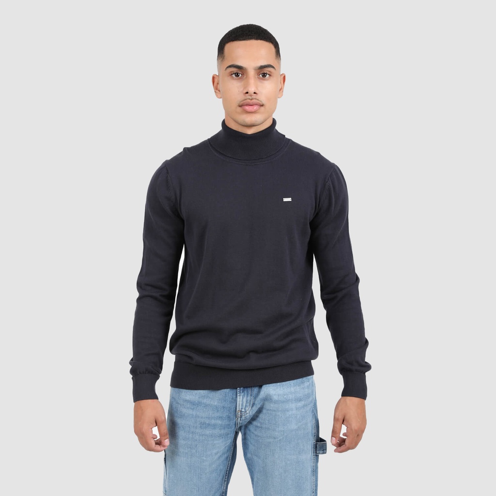 Pull homme col roulé en maille fine