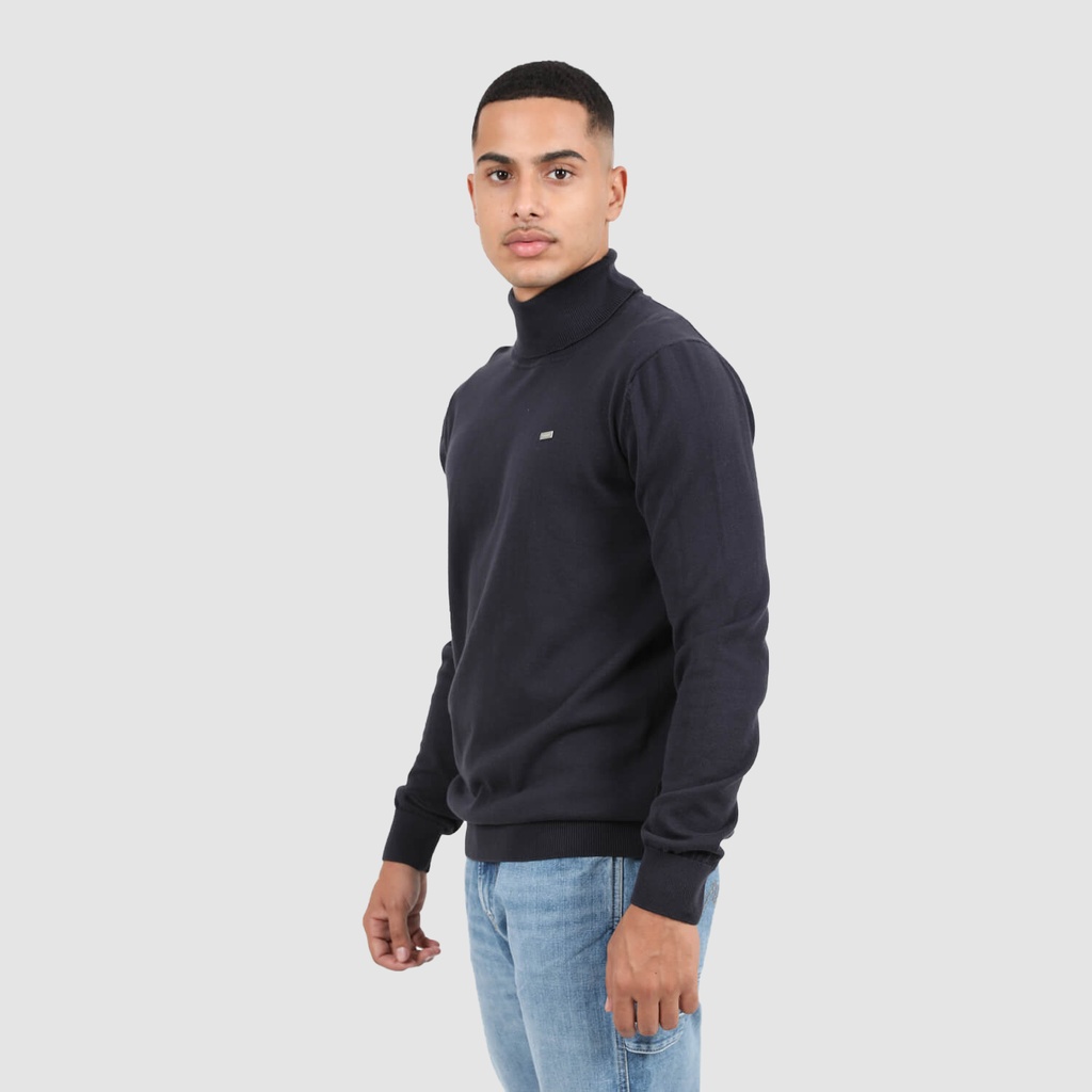 Pull homme col roulé en maille fine