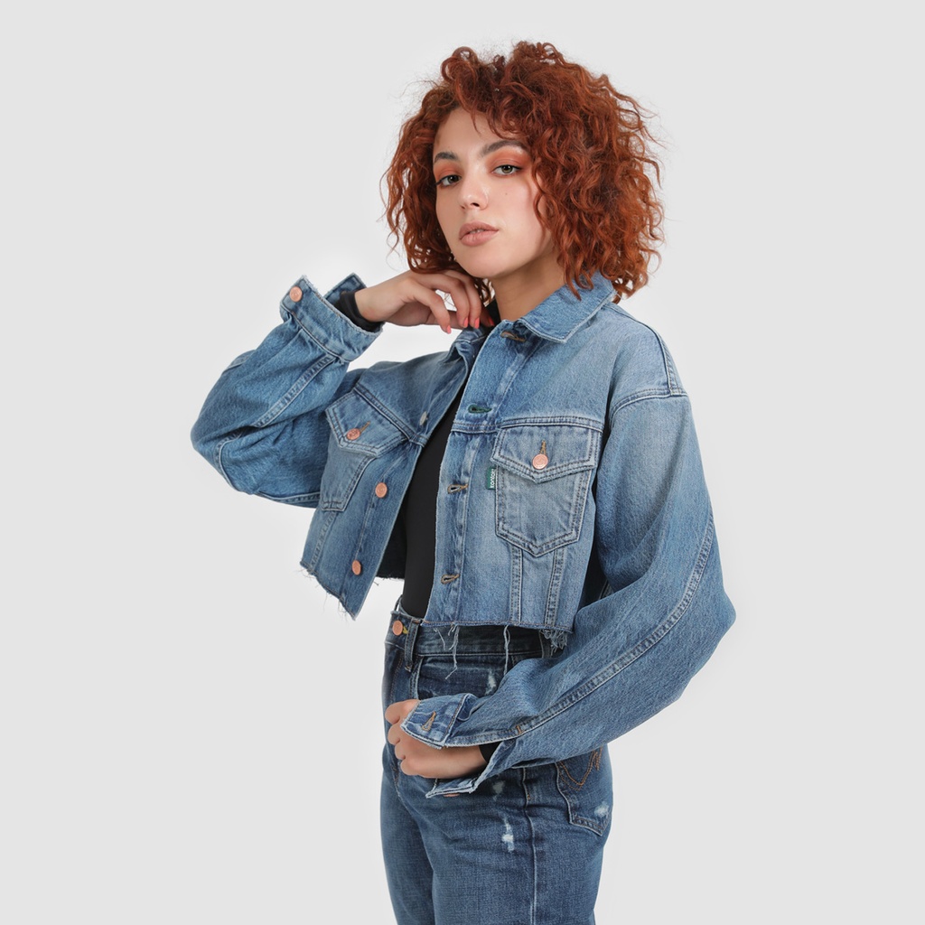 Cropped jacket femme en jeans - KINDA