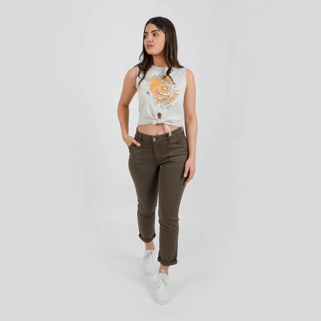 Pantalon slim femme avec poches plaquées