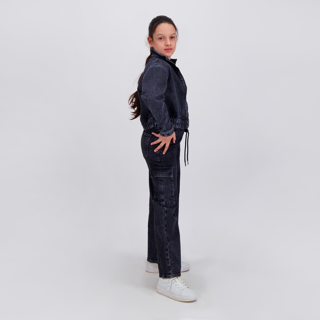 Zipped cropped jacket fille avec bas élastique