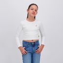 T-shirt crop fille manches longues avec broderie