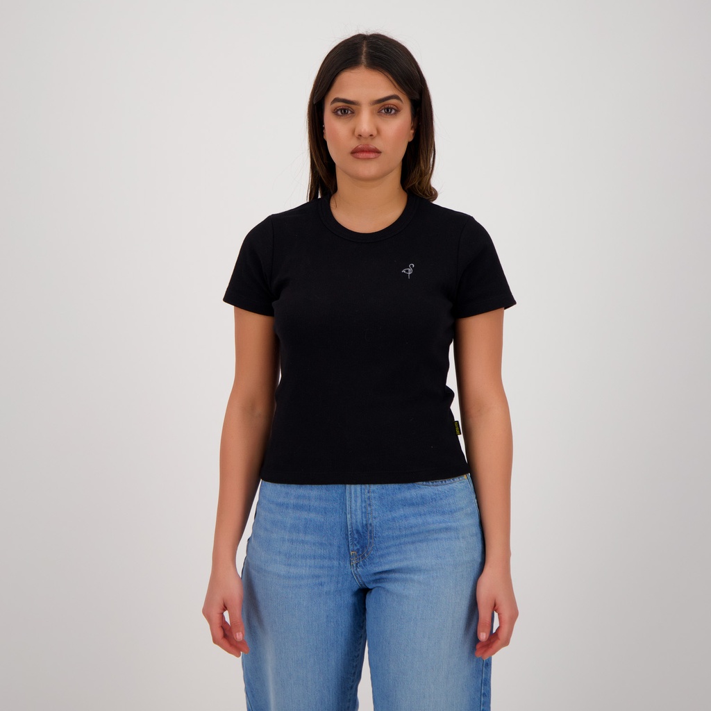 T-shirt côtelé sur taille femme manches courtes