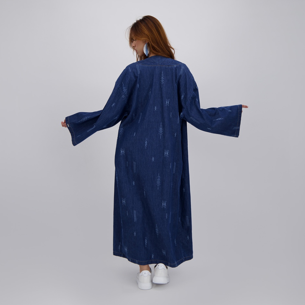 Kimono femme en jeans avec laser all over - KARAMA