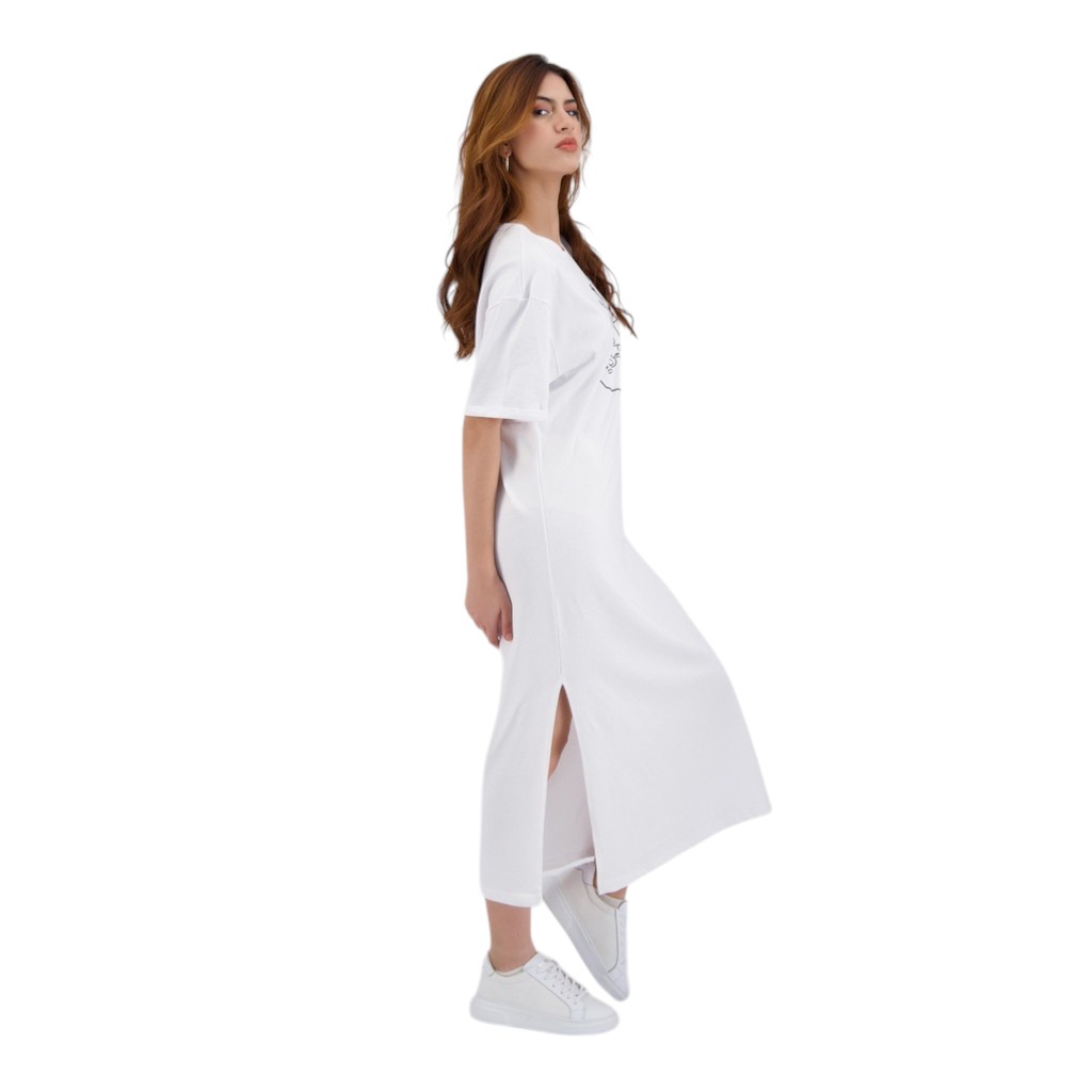 Robe maxi femme manches courtes avec fentes  FTOUR EL SBE7