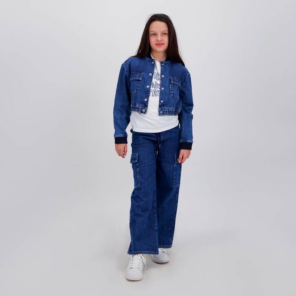 Workwear cropped jacket fille en jeans