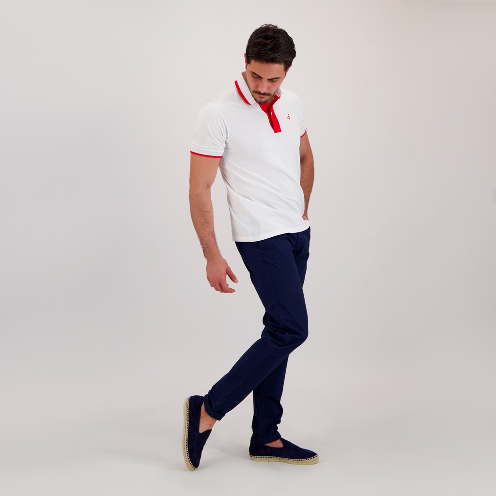 Polo homme manches courtes avec broderie et patte contrasté