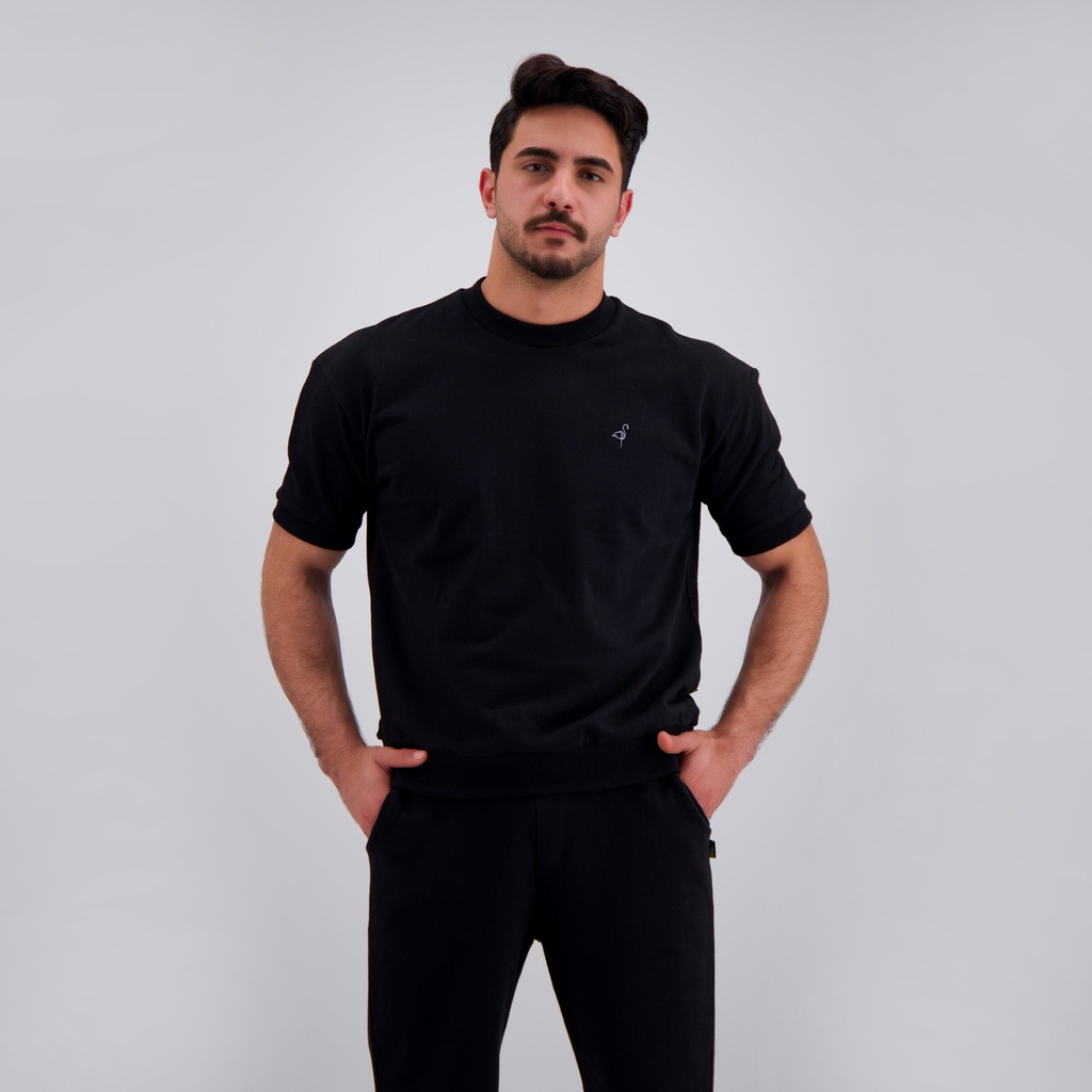 Sweat homme manches courtes avec côte