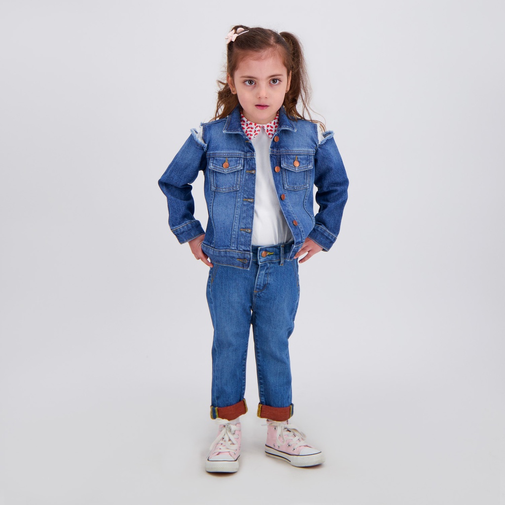 Regular jacket bébé avec épaules denudées en jeans