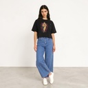 Sweat cropped femme manches courtes avec broderie