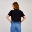 Sweat cropped femme manches courtes avec broderie