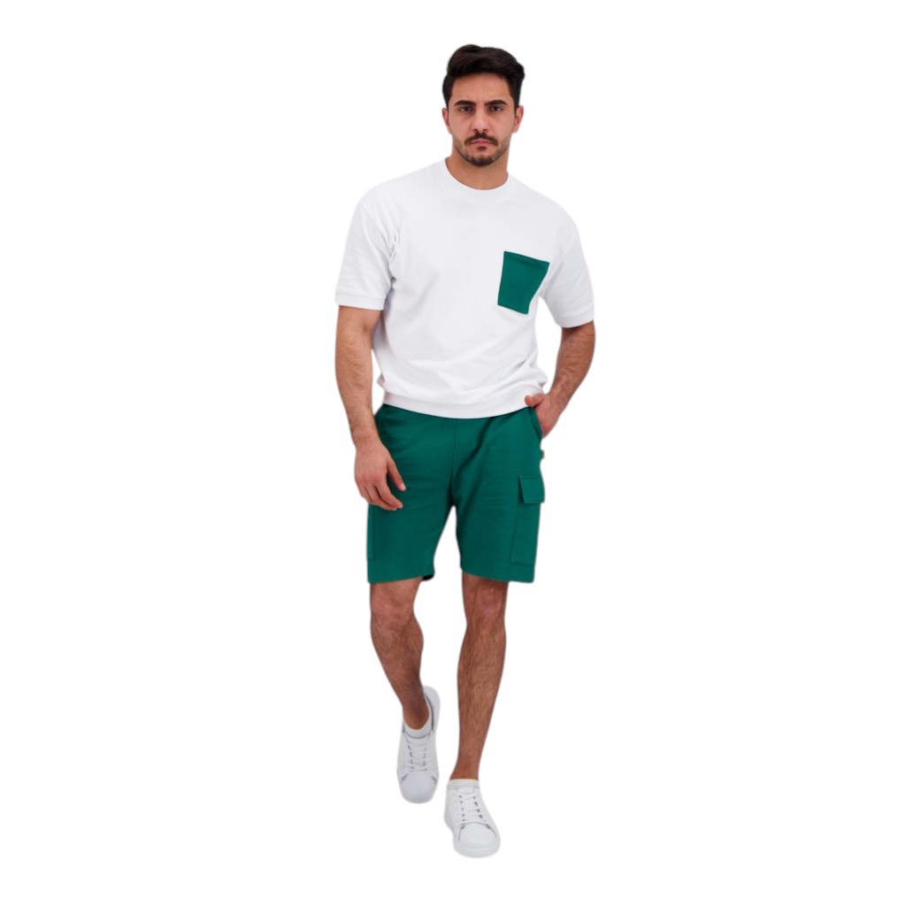 Sweat homme manches courtes avec poche plaquée