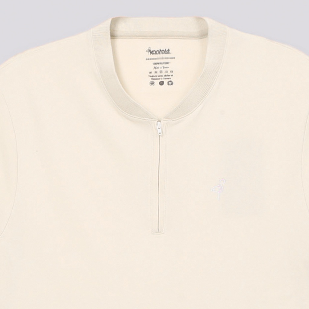 Polo col mao zippé homme manches courtes avec broderie