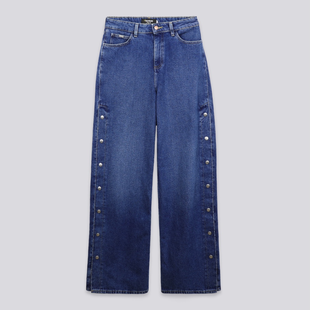 Wide leg jeans femme avec boutons pressions - WIDED