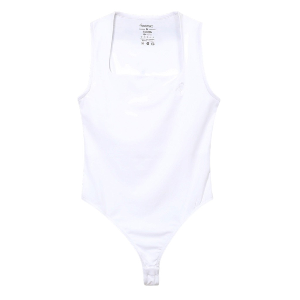 Body femme col carré sans manches avec broderie