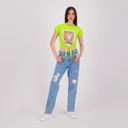 Mid-waist straight jeans femme avec patch et repair work - MADIHA