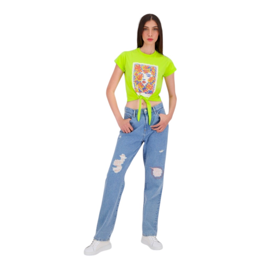 T-shirt sur taille femme manches courtes avec nœud VISAGE
