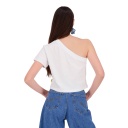 T-shirt femme manche dénudé avec broderie