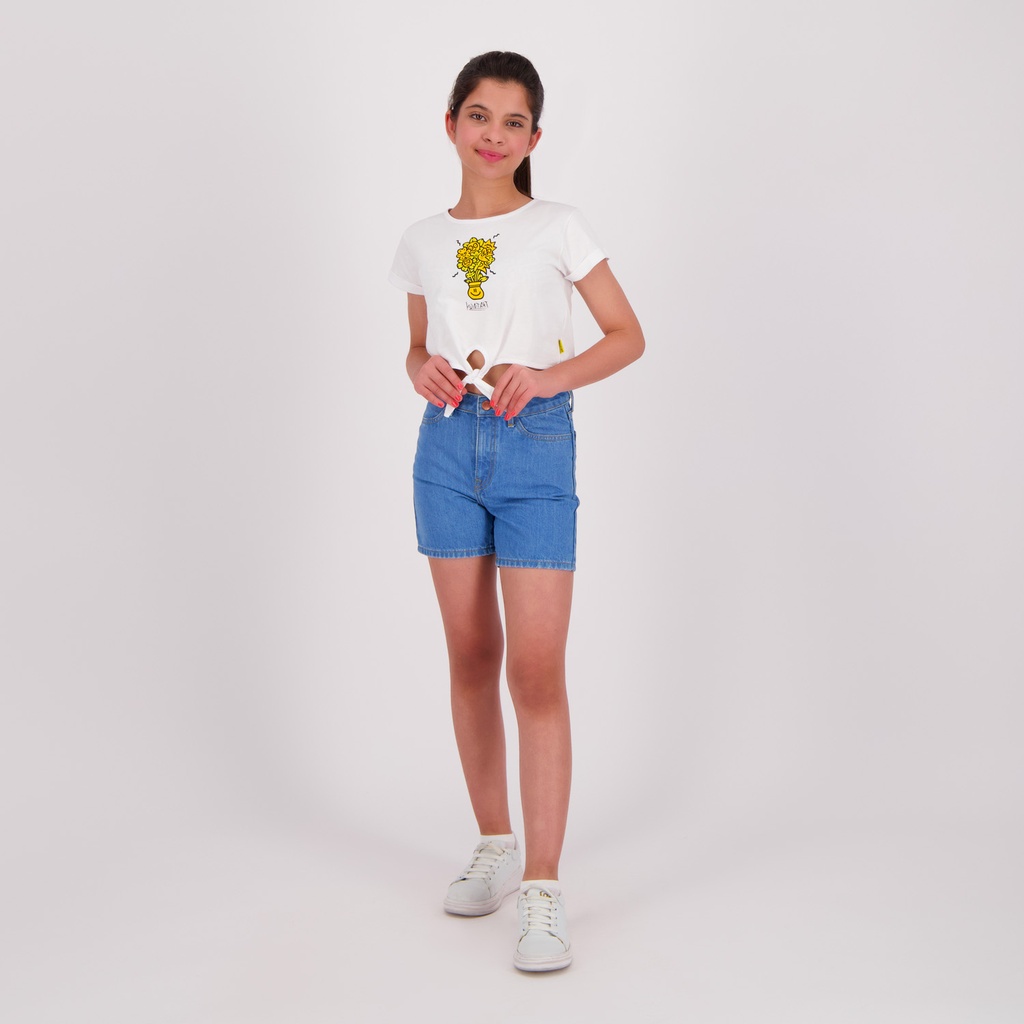 T-shirt sur taille fille avec nœud POT DE SMILEY