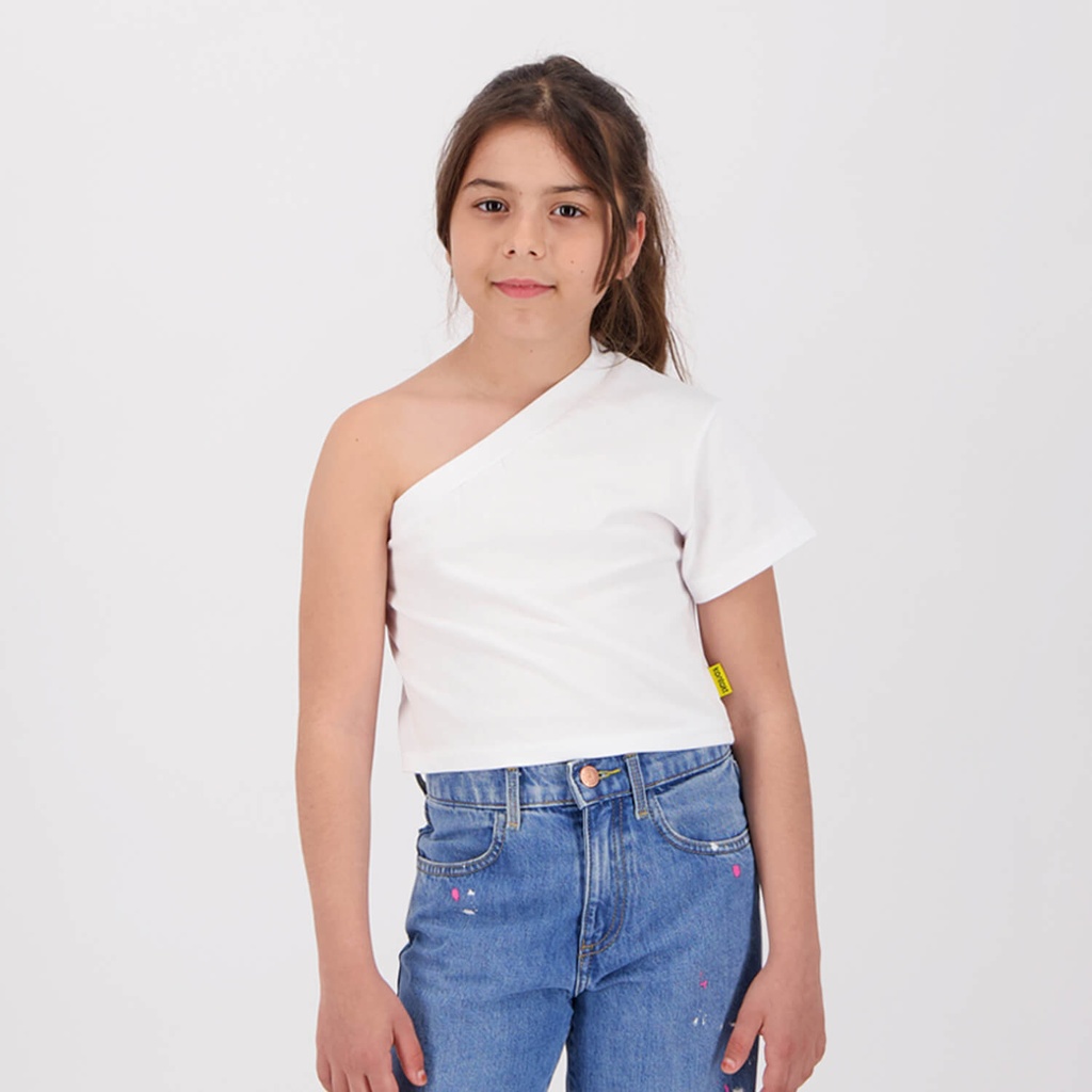 T-shirt fille manche dénudée avec broderie