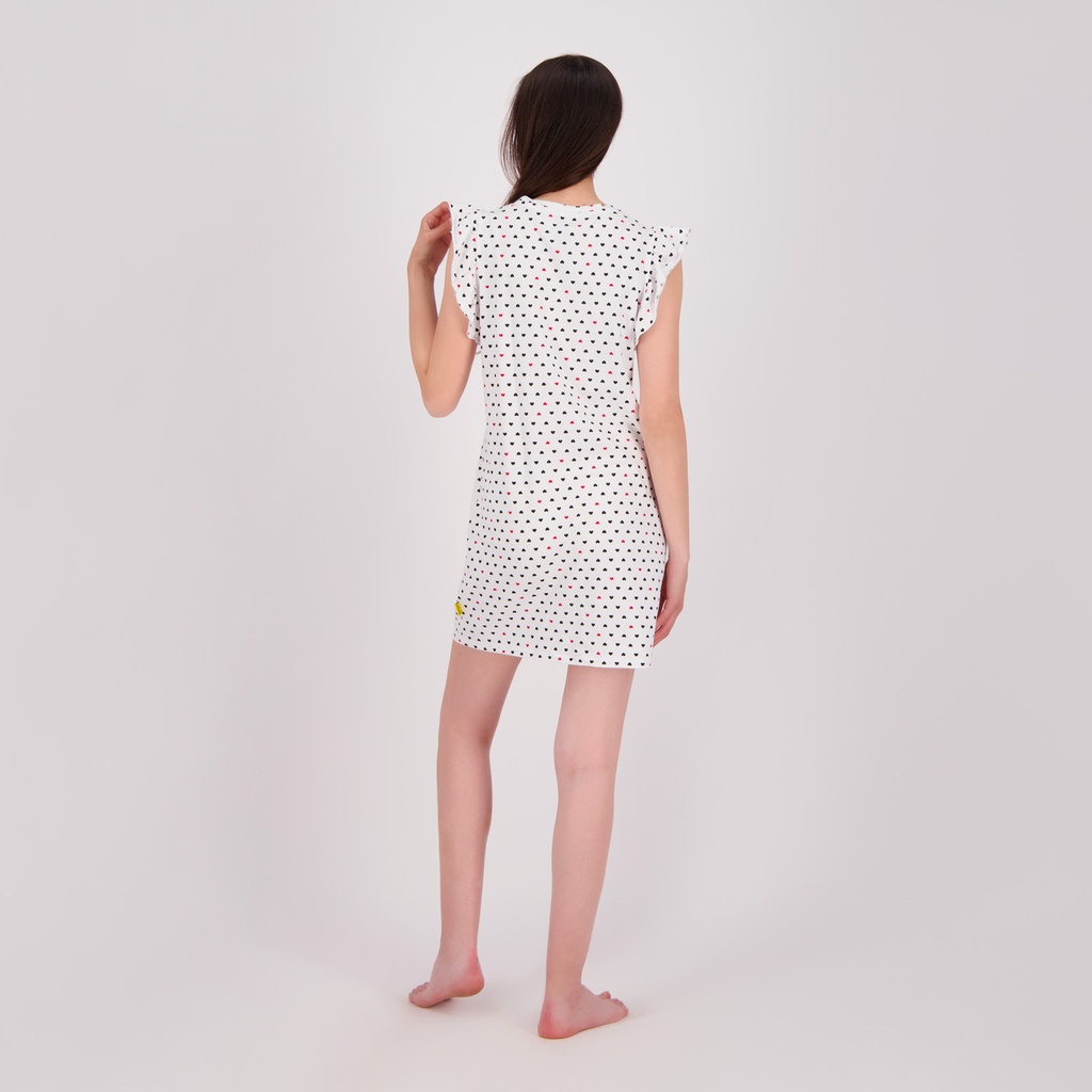 Robe de pyjama femme avec volant imprimé cœur