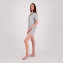 Pyjama chemise et short femme manches courtes avec pipping